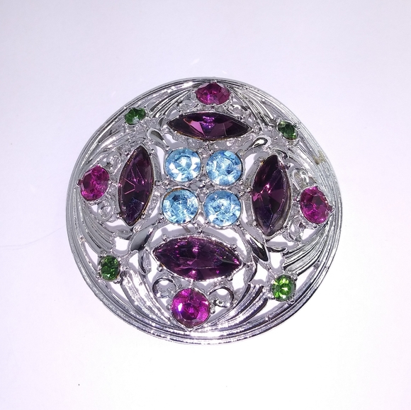 Sara Cov Purple Springtime 1972 Rhinestone Brooch Pin - Picture 3 of 8